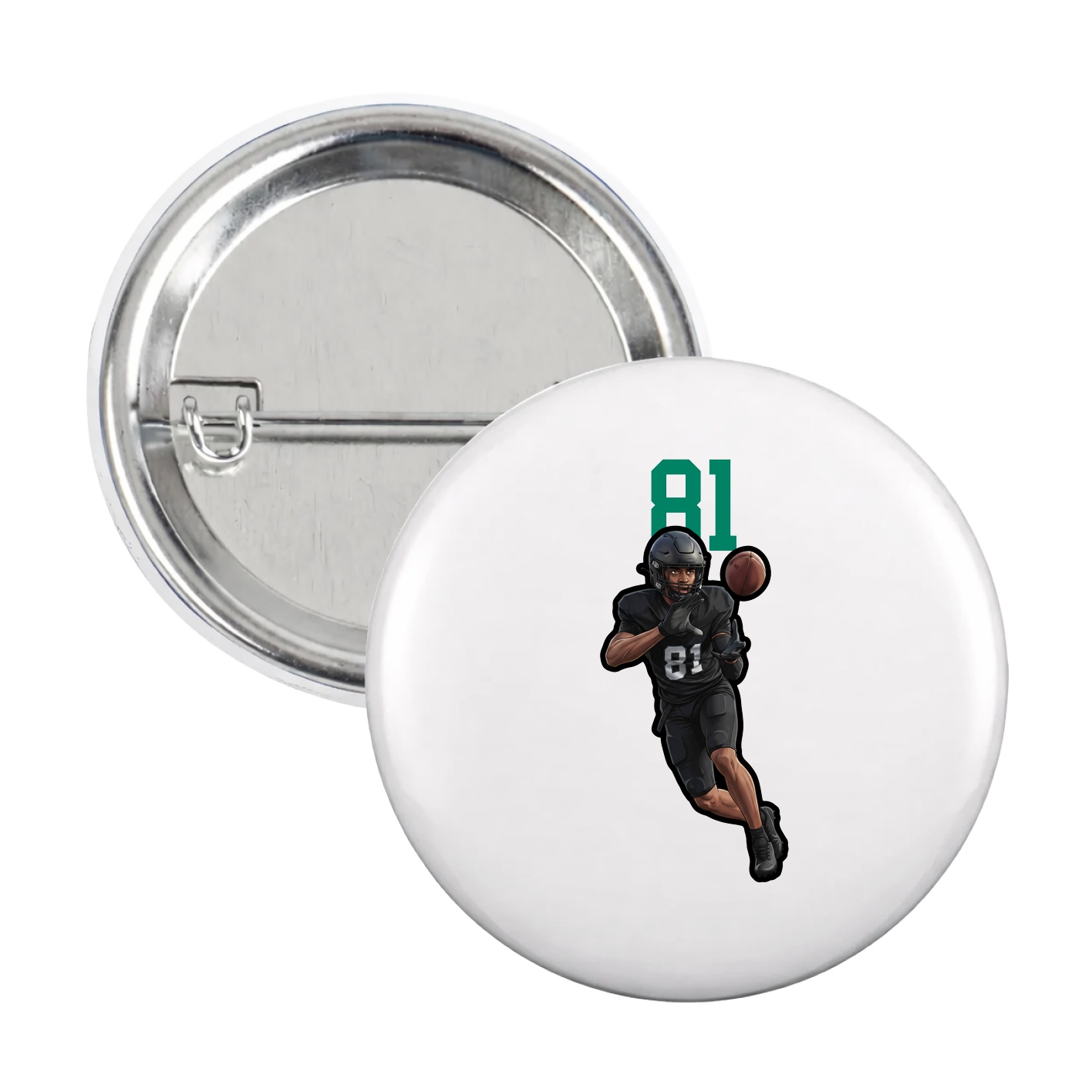 Game Day Button — Number Top in White