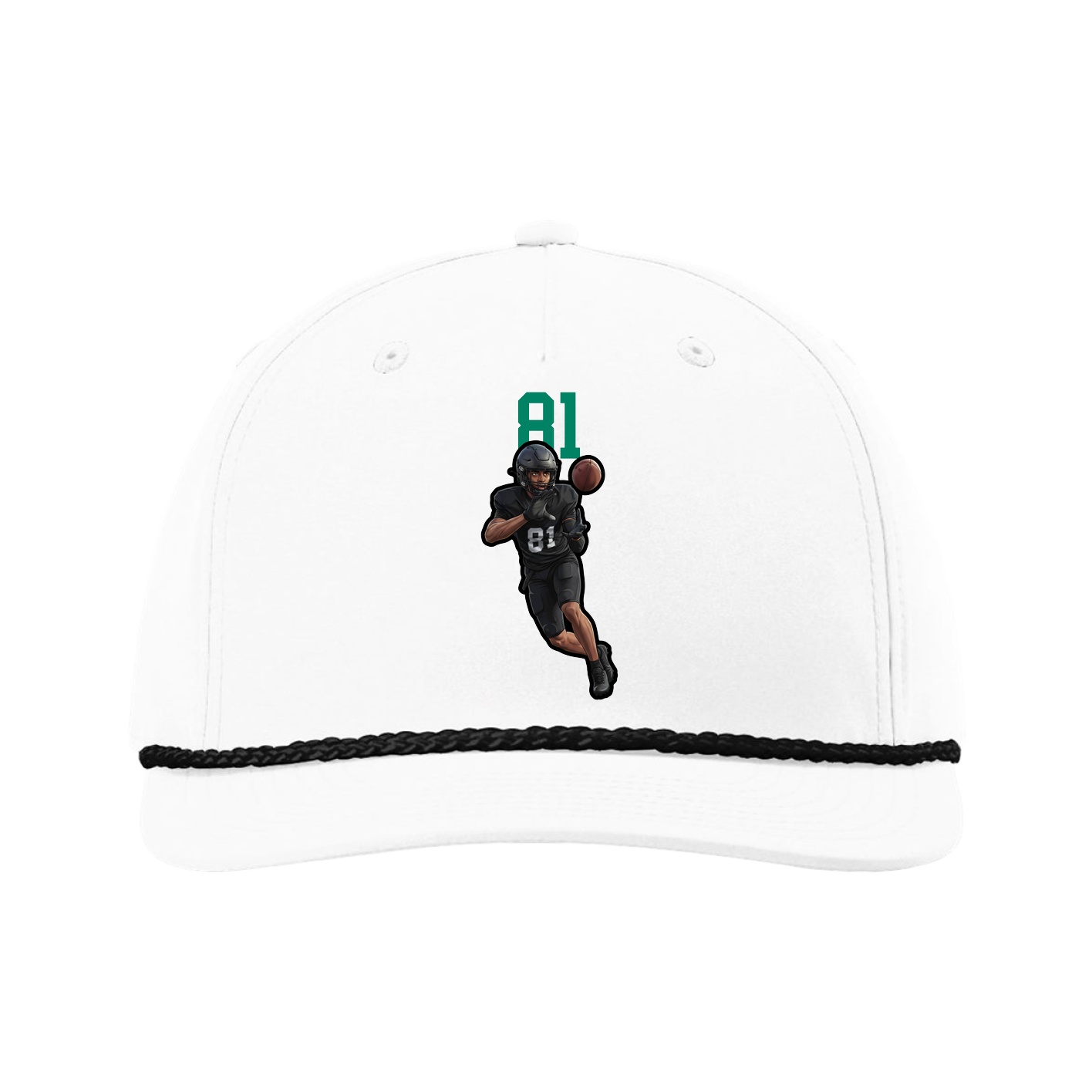 Five-Panel Classic Rope Cap — Number Top in White