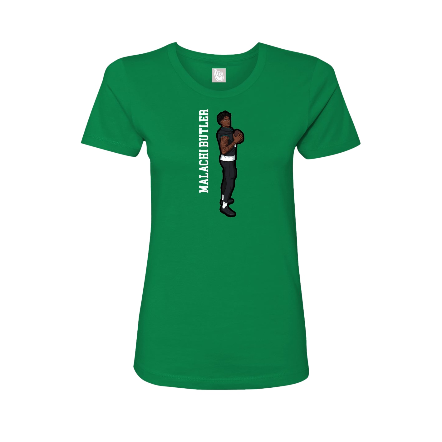 Fitted Women's Tee — Name Vertical in Green