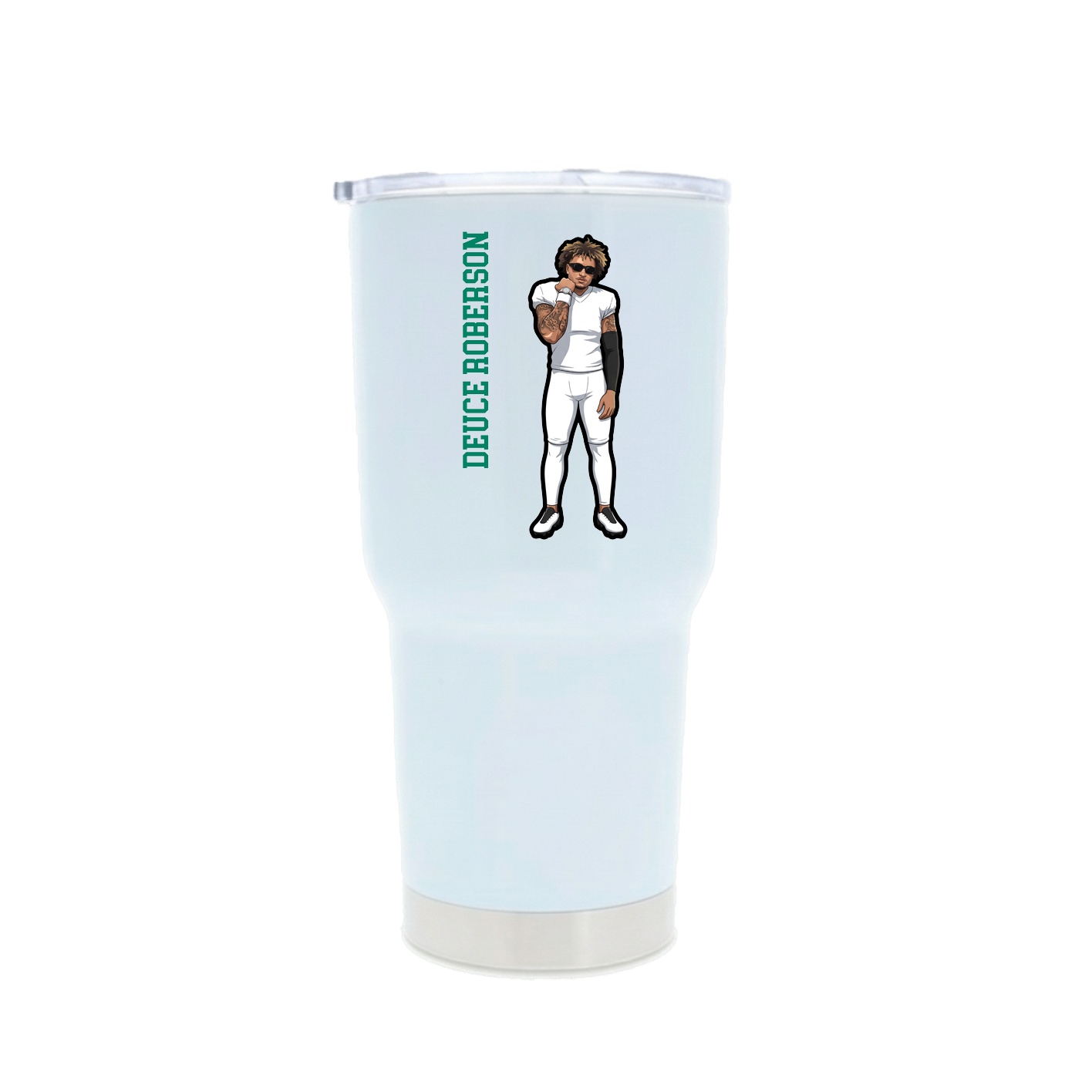 30oz Stainless Steel Tumbler — Name Vertical in White