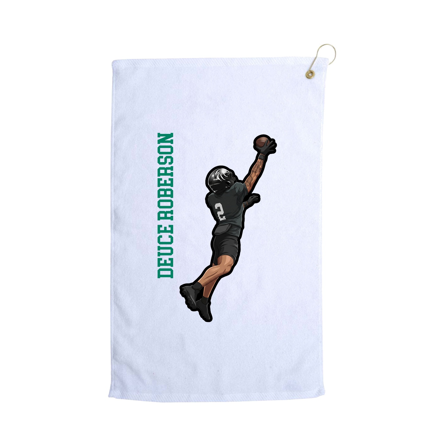 Golf Towel — Name Vertical in White