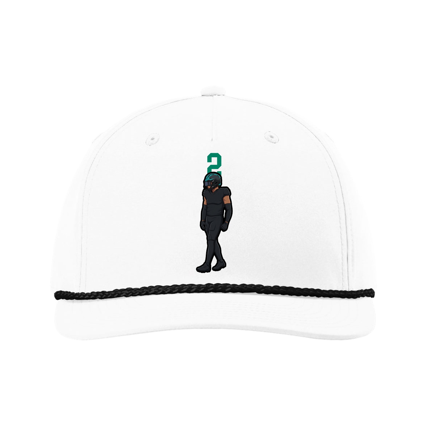 Five-Panel Classic Rope Cap — Number Top in White