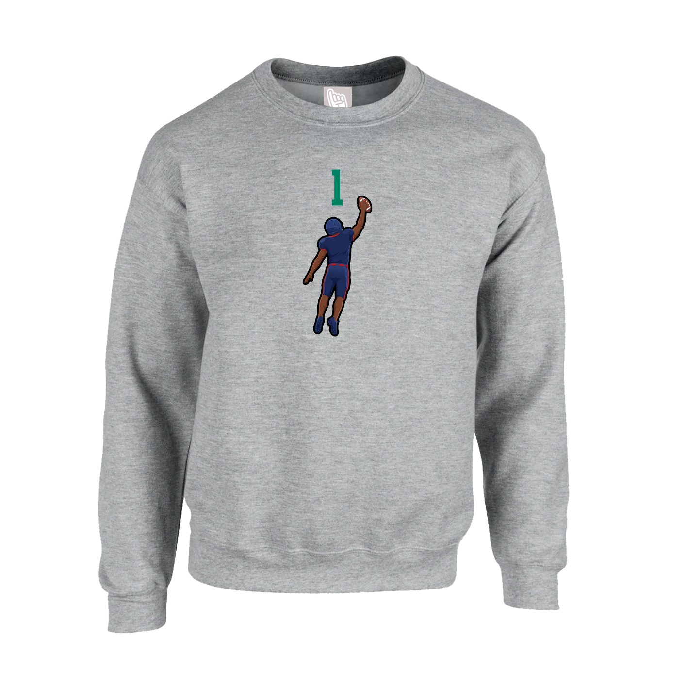 Fleece Crew — Number Top in Grey