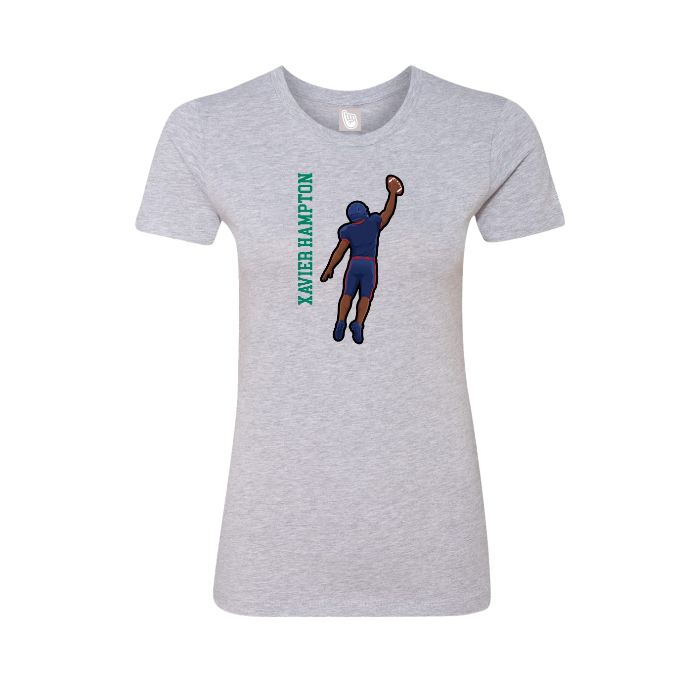 Fitted Women's Tee — Name Vertical in Grey