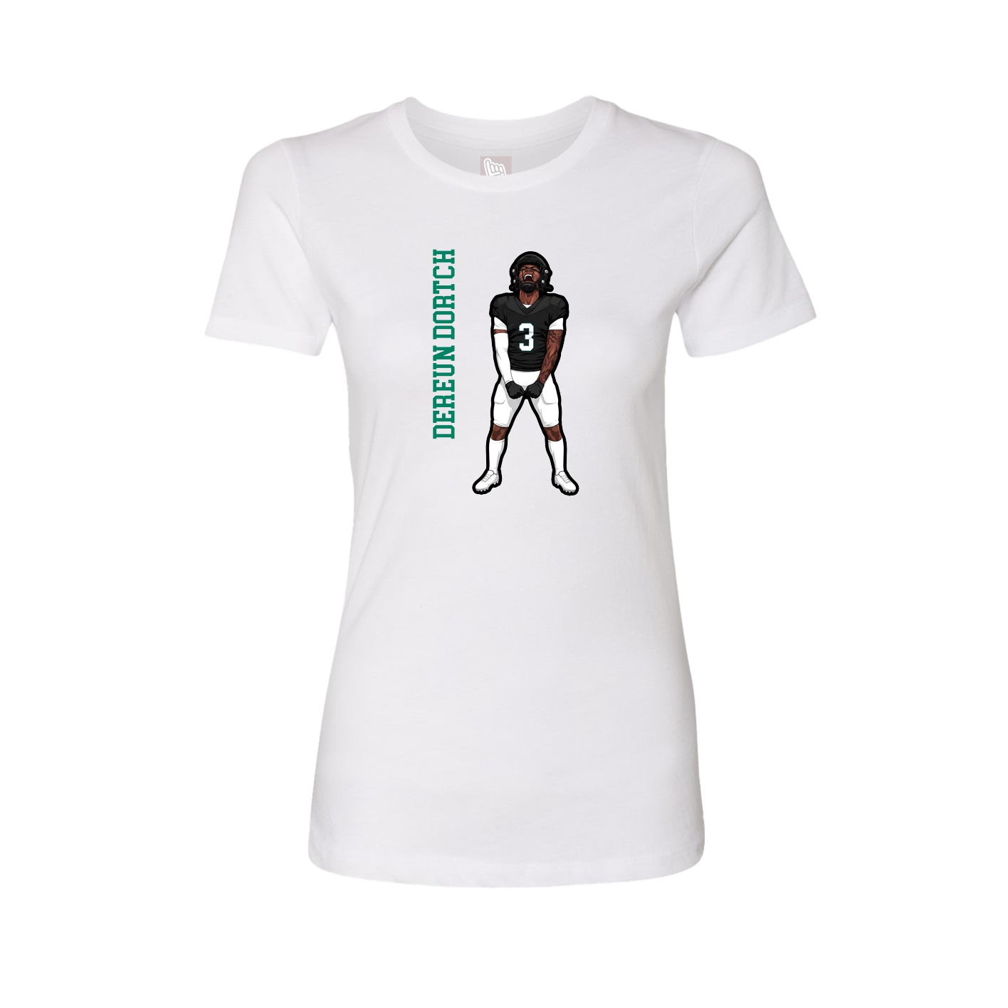 Womens Tee — Name Vertical in White