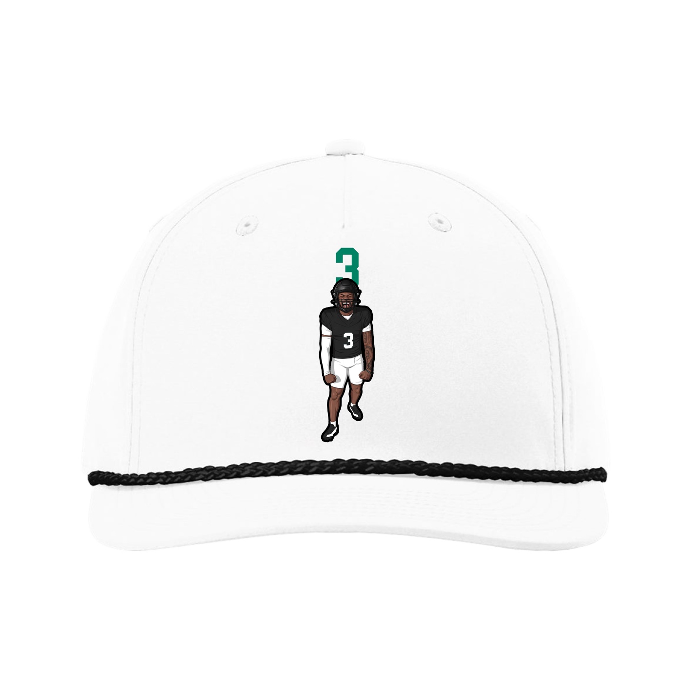 Five-Panel Classic Rope Cap — Number Top in White