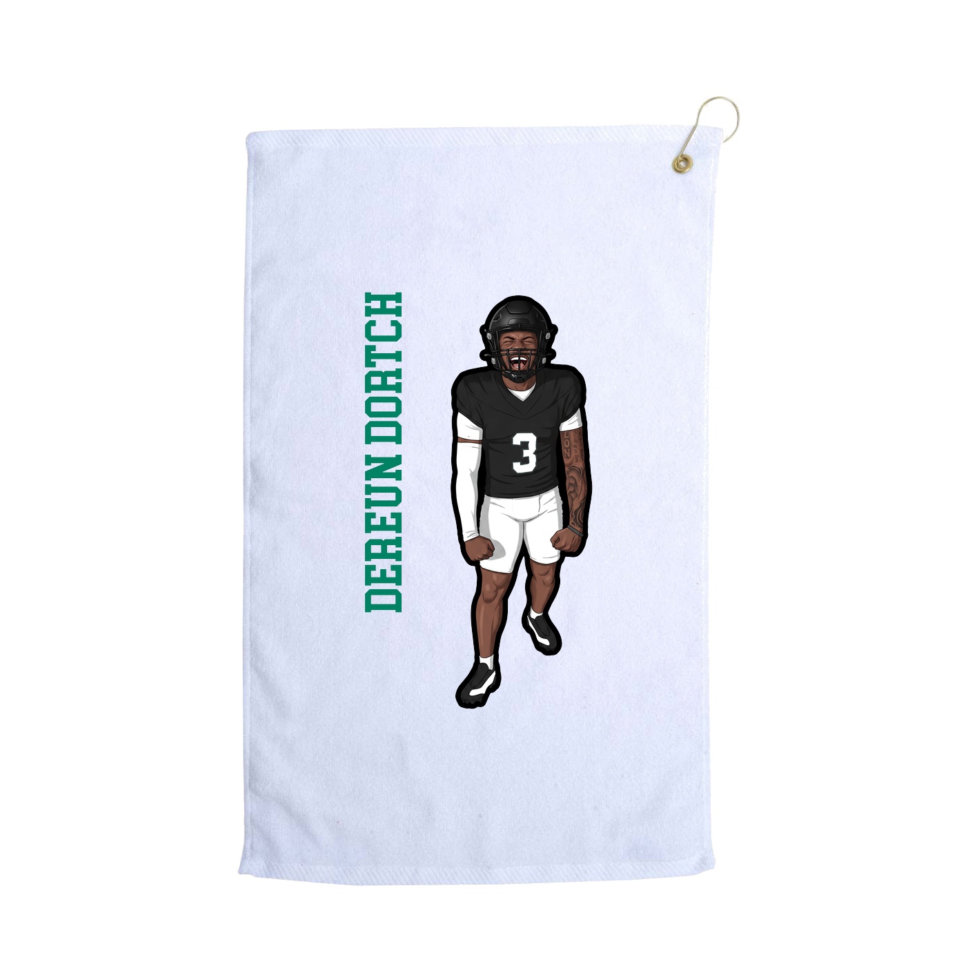 Golf Towel — Name Vertical in White
