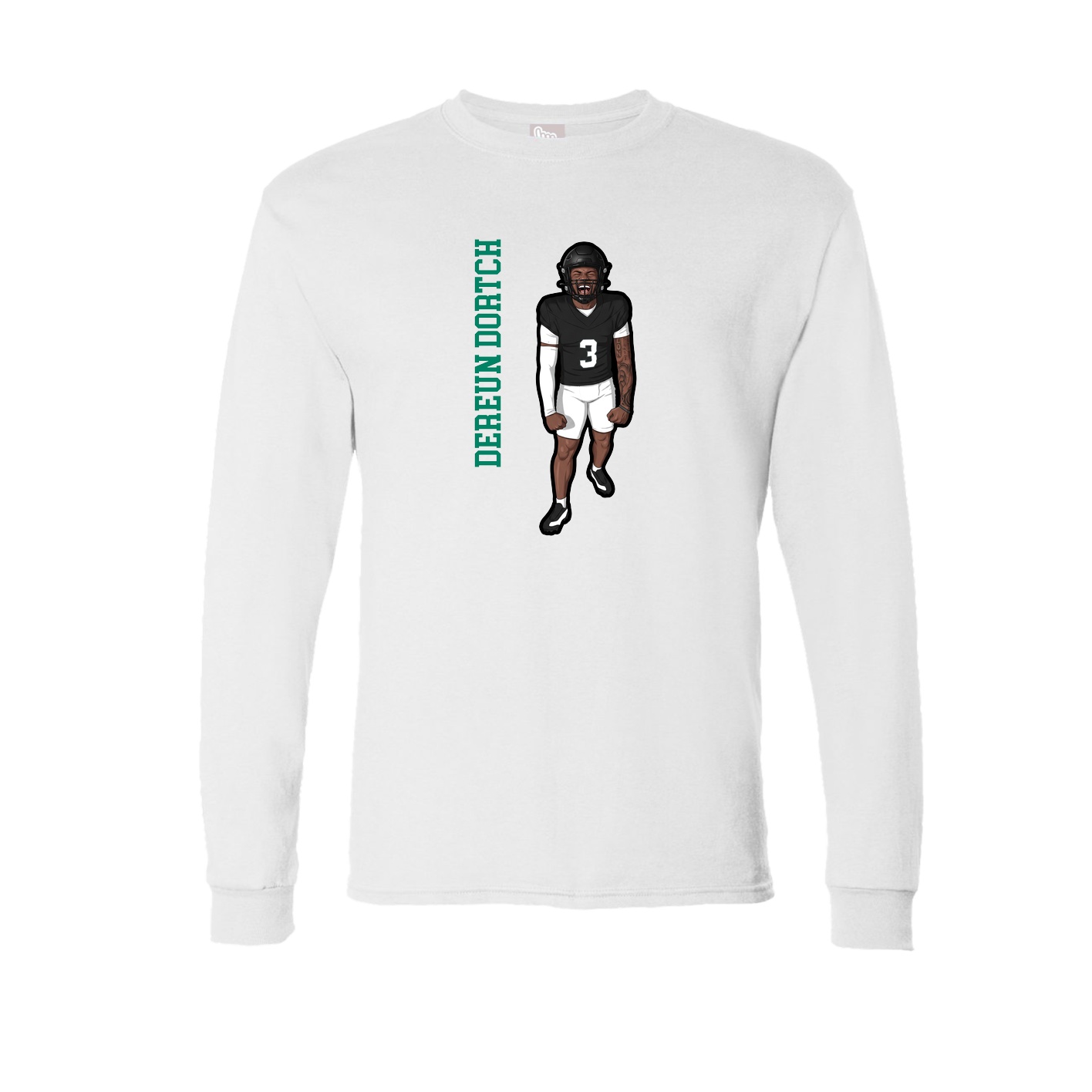 Long Sleeve Tee — Name Vertical in White