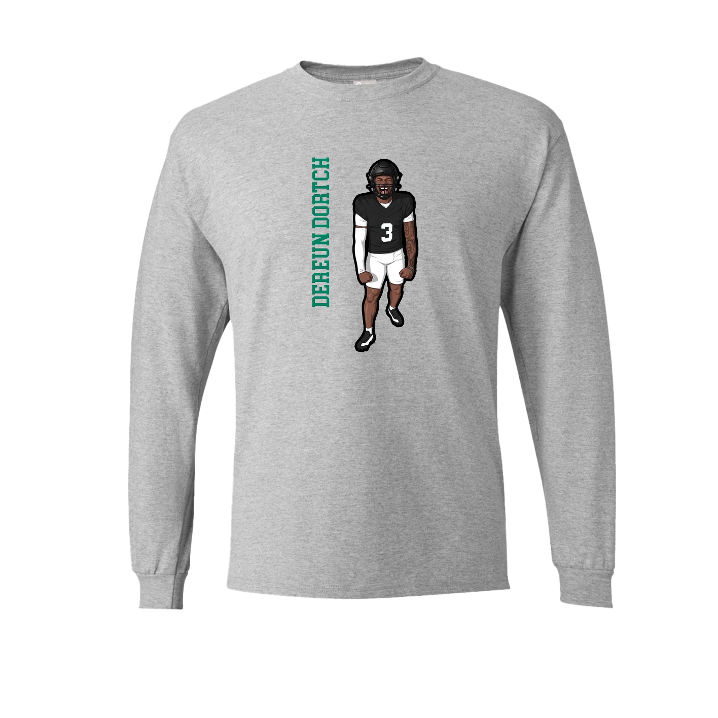 Long Sleeve Tee — Name Vertical in Grey