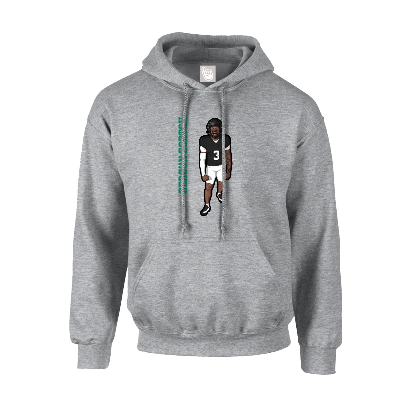 Hoodie — Name Vertical in Grey