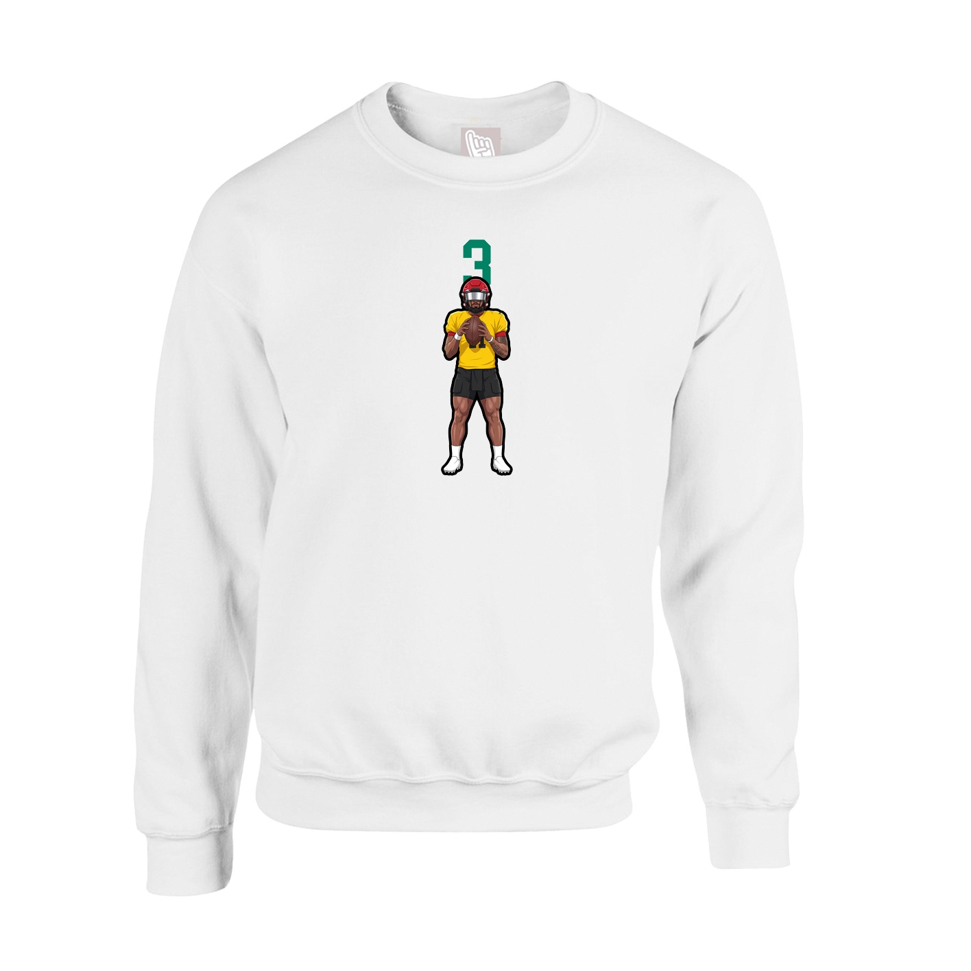 Fleece Crew — Number Top in White