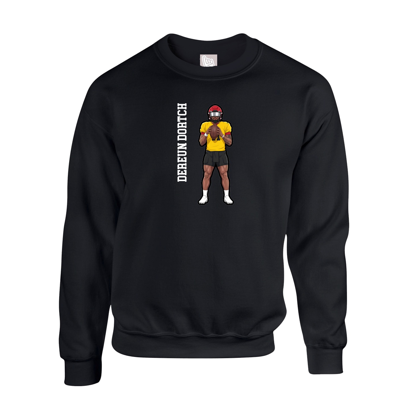 Fleece Crew — Name Vertical in Black
