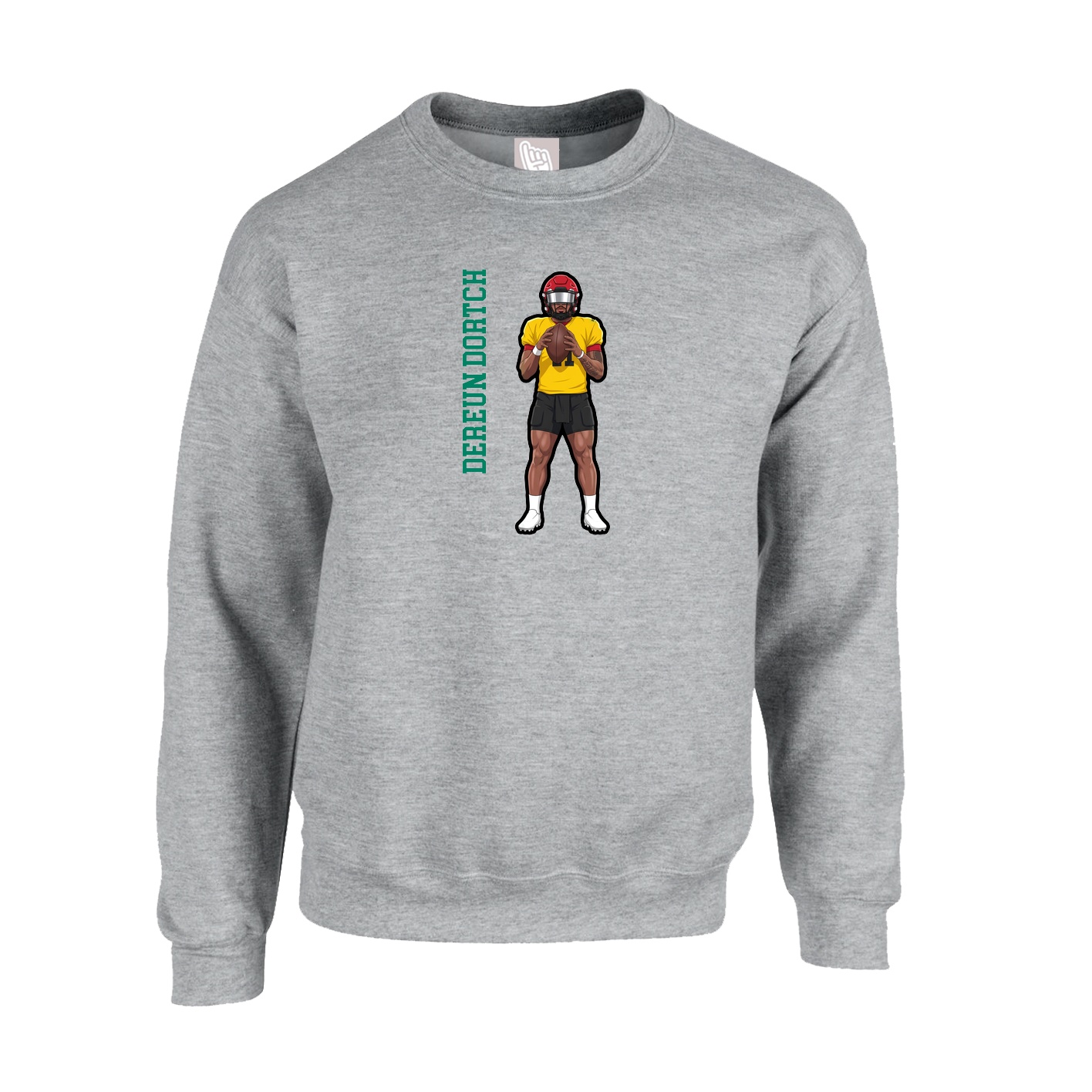 Fleece Crew — Name Vertical in Grey