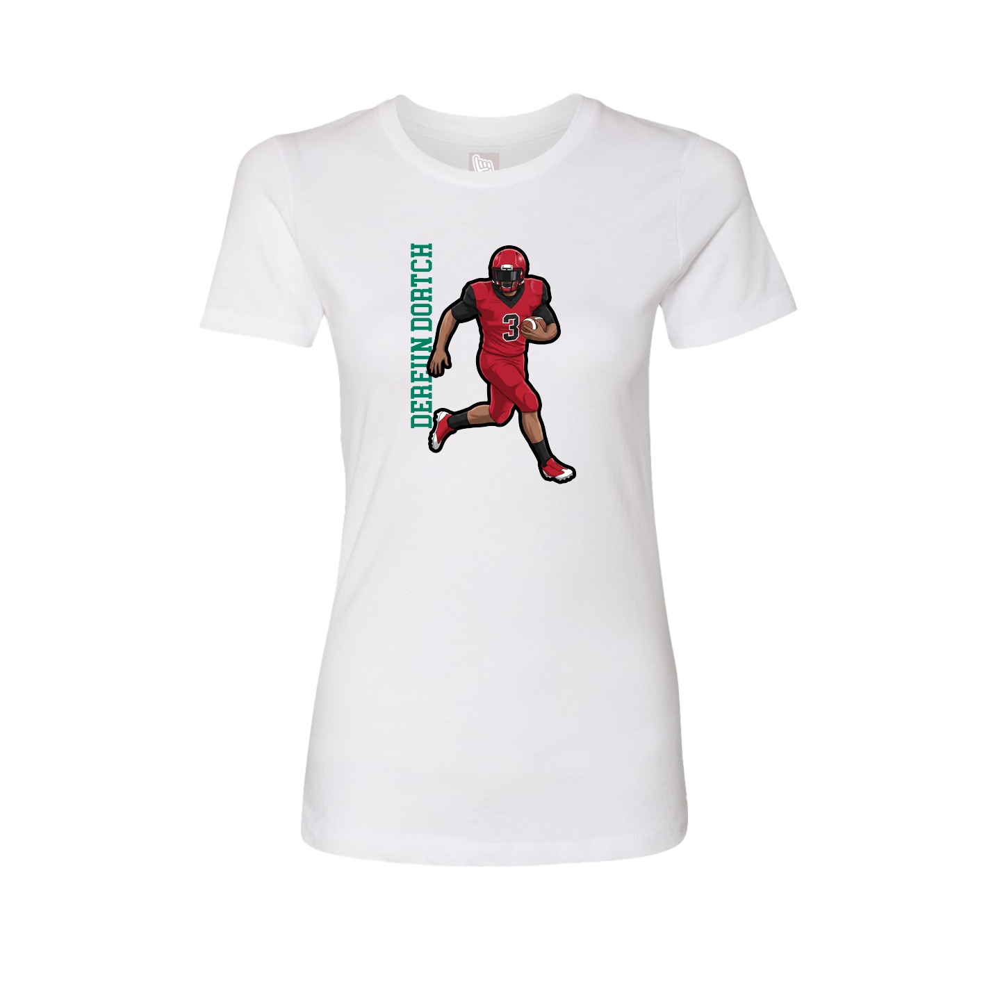 Womens Tee — Name Vertical in White