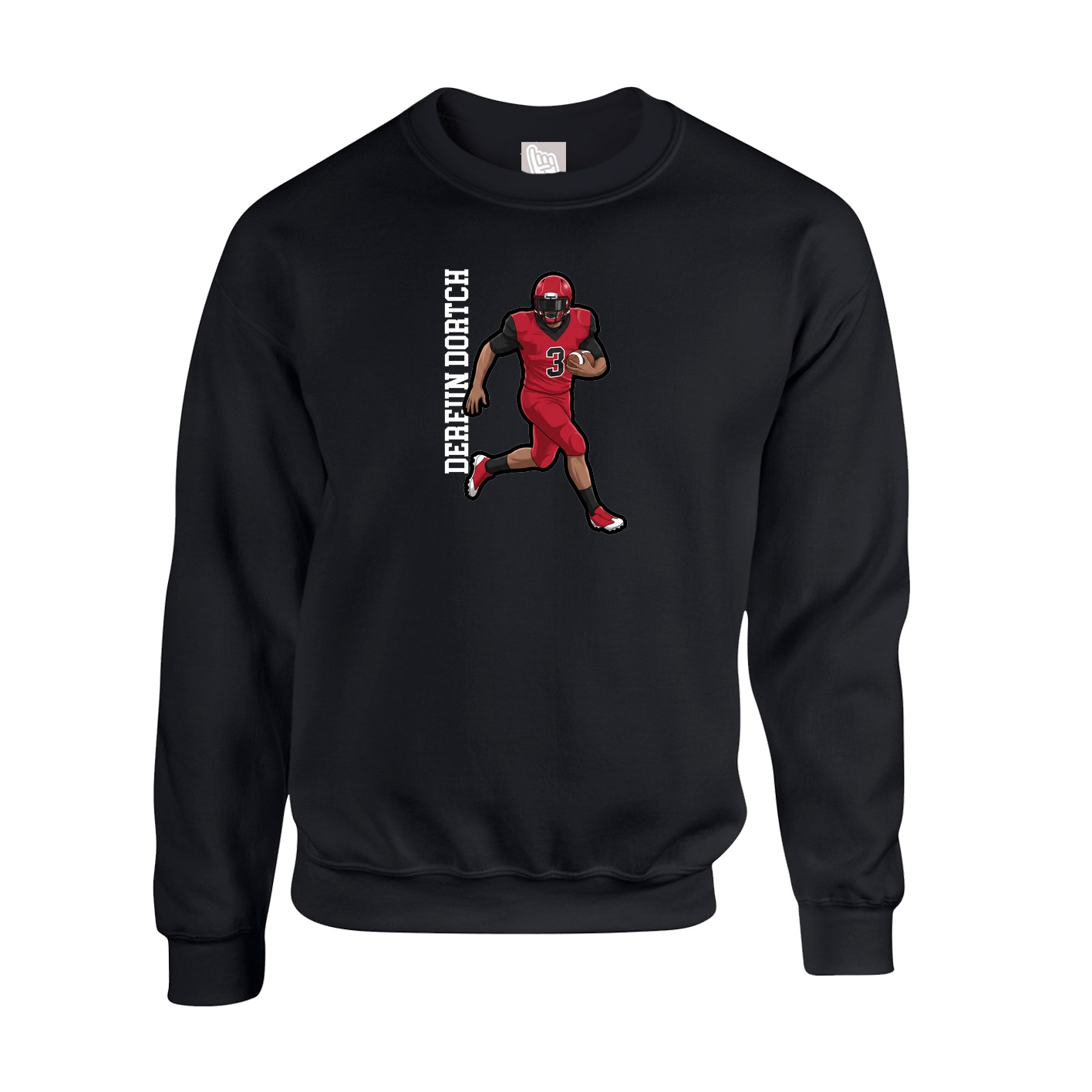 Fleece Crew — Name Vertical in Black
