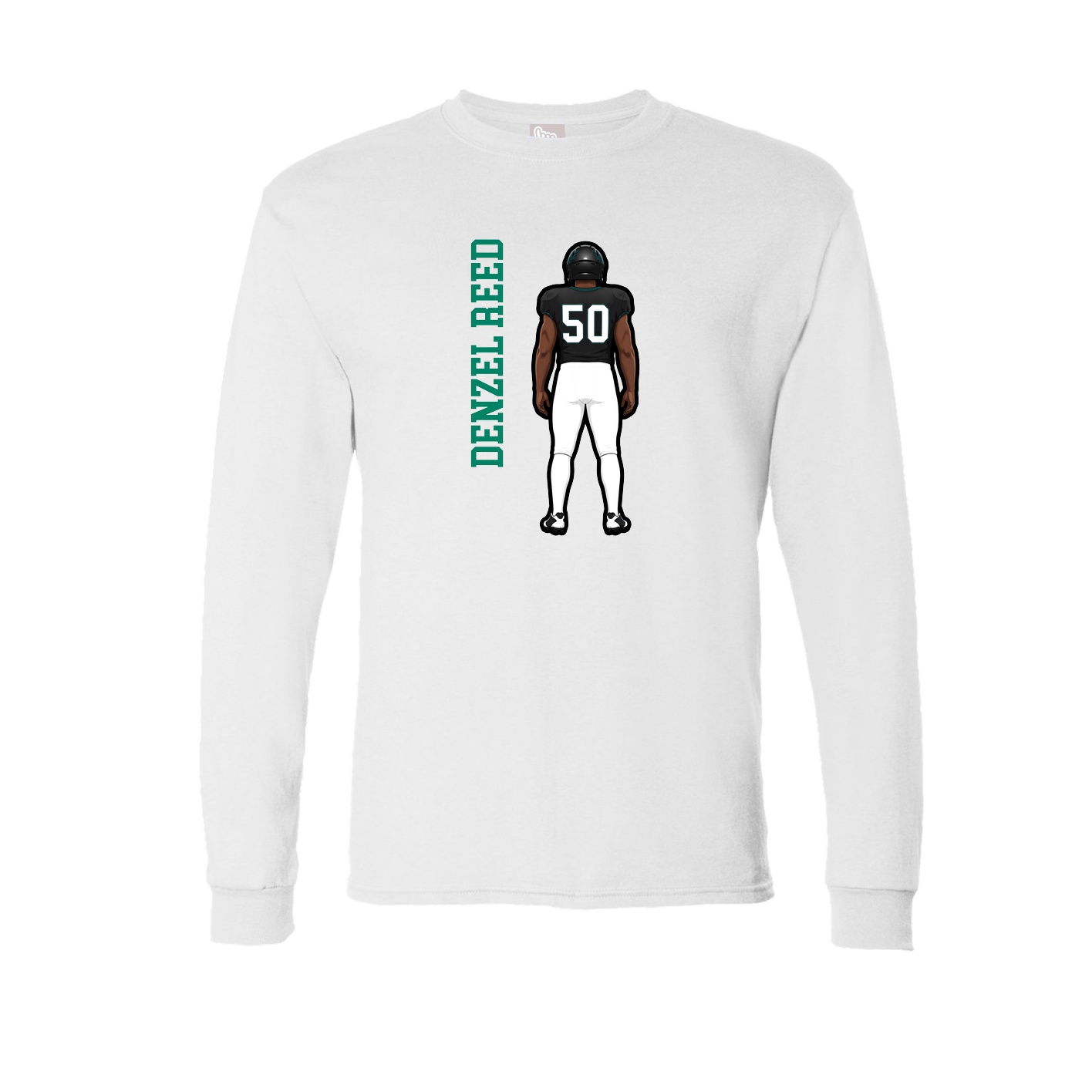Long Sleeve Tee — Name Vertical in White