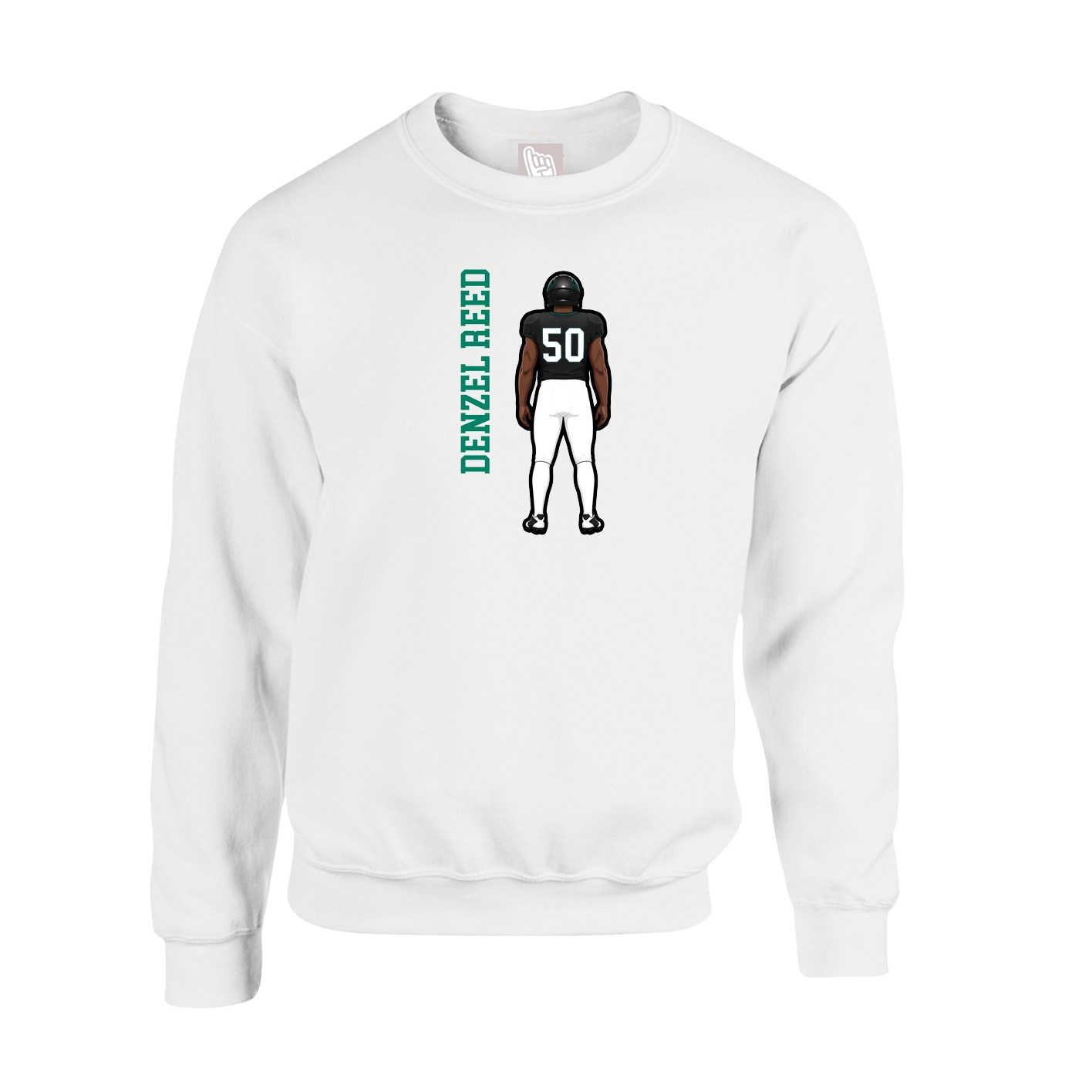 Fleece Crew — Name Vertical in White