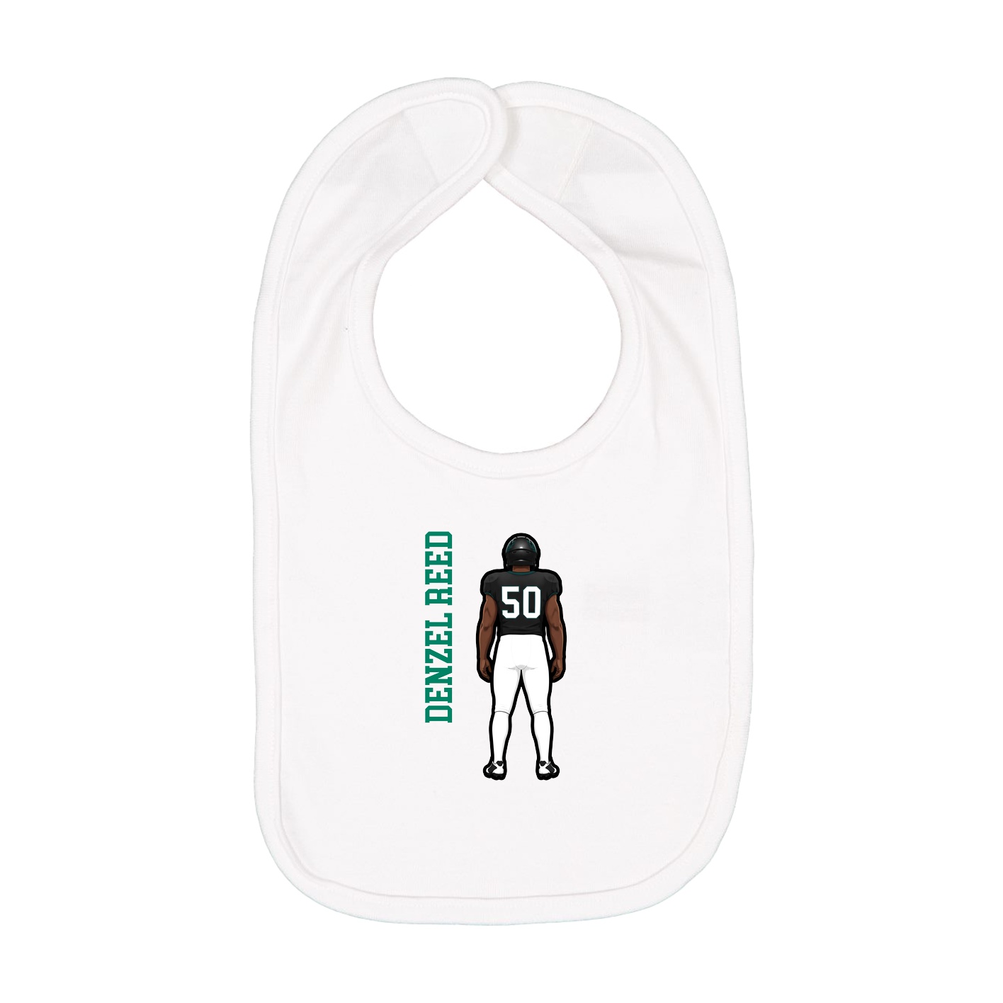 Infant Bib — Name Vertical in White