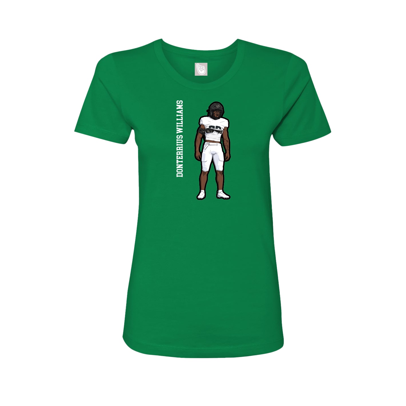 Fitted Women's Tee — Name Vertical in Green