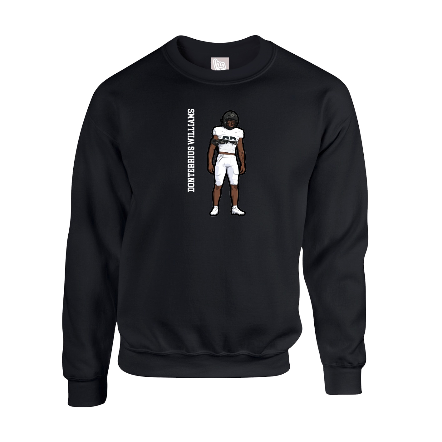 Fleece Crew — Name Vertical in Black