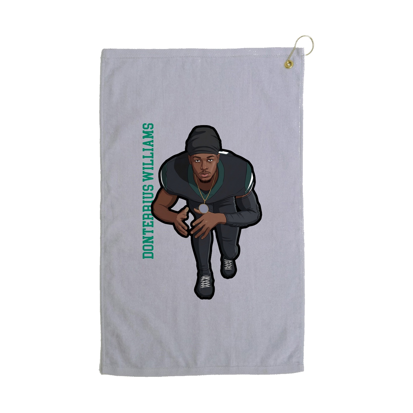 Golf Towel — Name Vertical in Grey