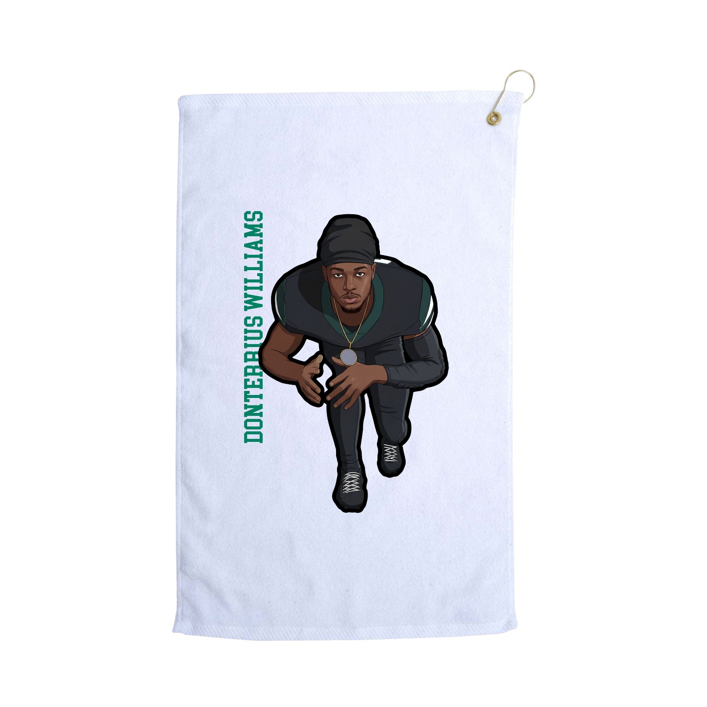 Golf Towel — Name Vertical in White