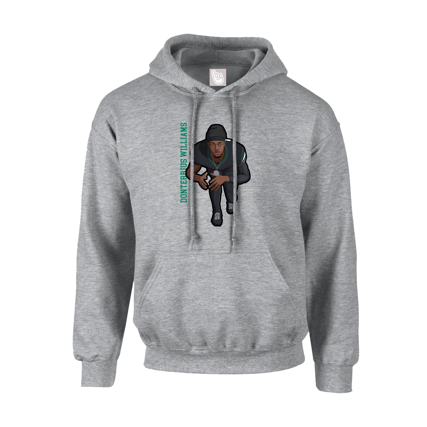 Hoodie — Name Vertical in Grey