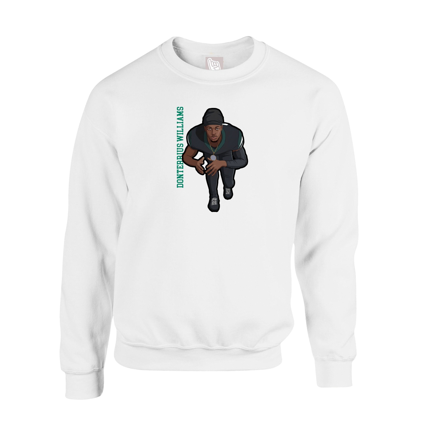 Fleece Crew — Name Vertical in White