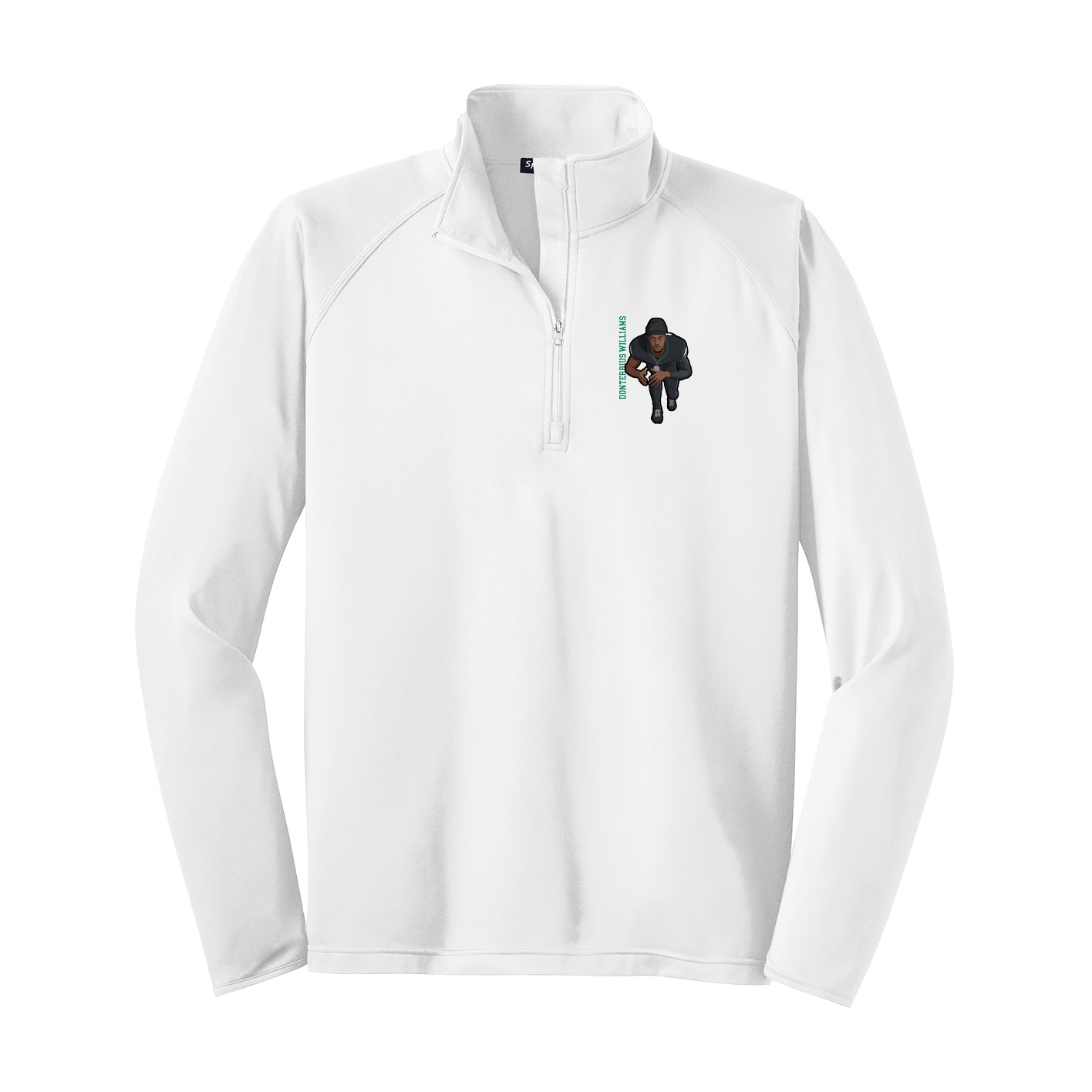 Q-Zip Pullover — Name Vertical in White