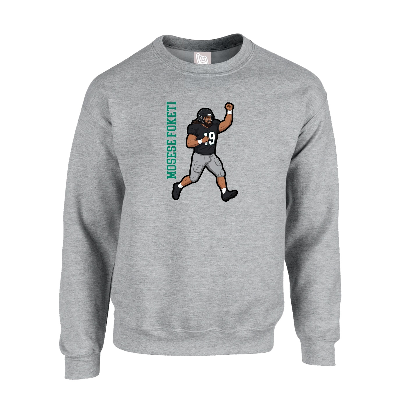 Fleece Crew — Name Vertical in Grey