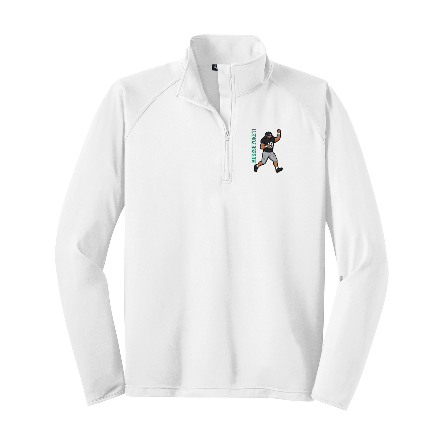 Q-Zip Pullover — Name Vertical in White