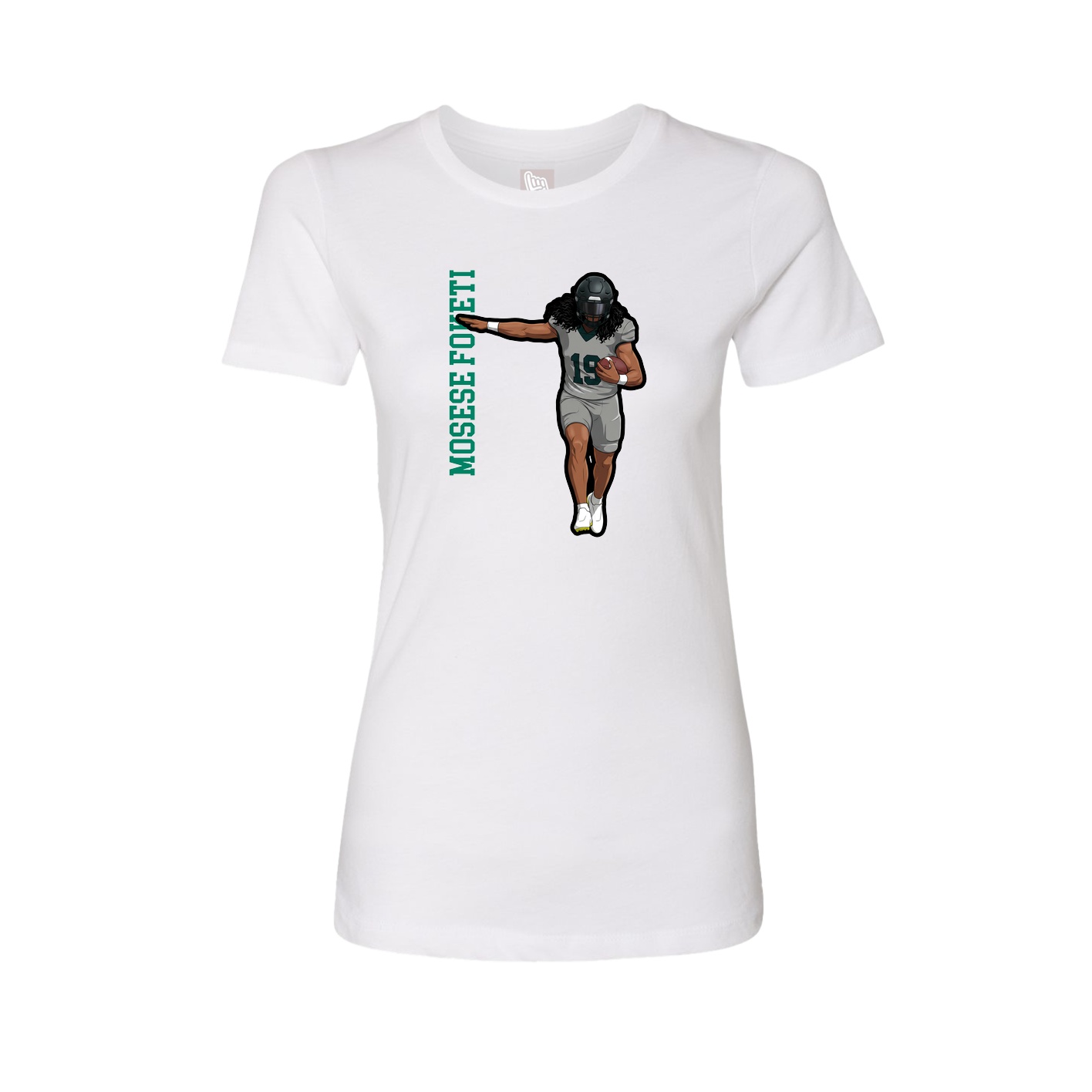Womens Tee — Name Vertical in White