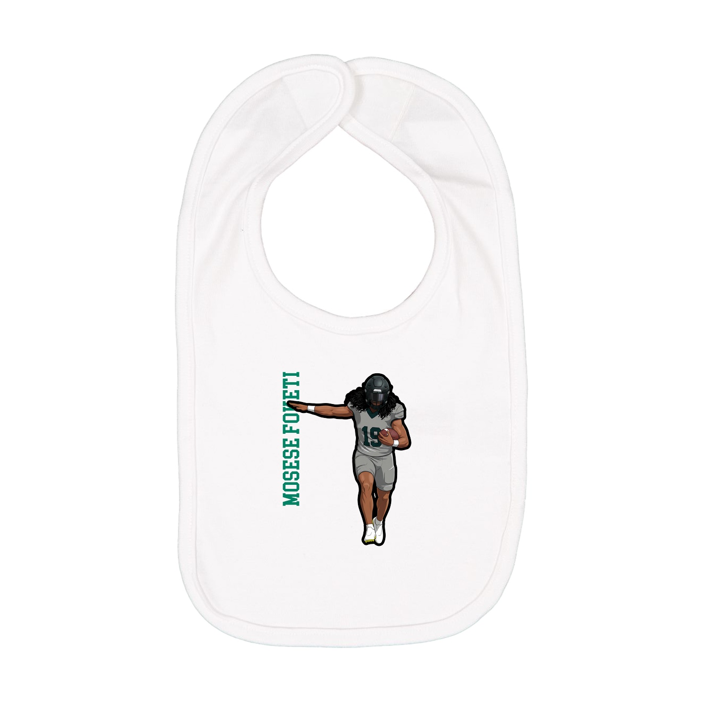 Infant Bib — Name Vertical in White