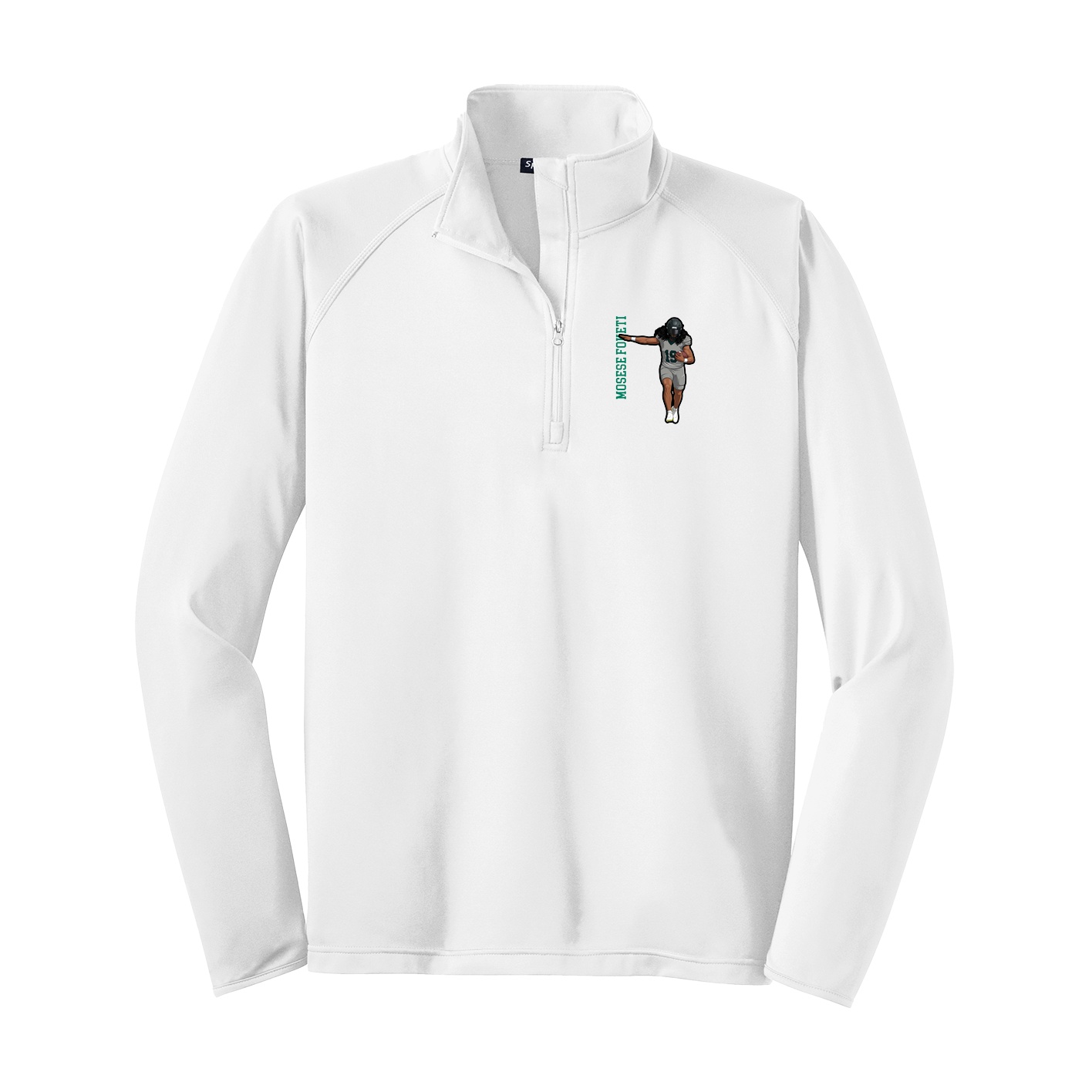 Q-Zip Pullover — Name Vertical in White