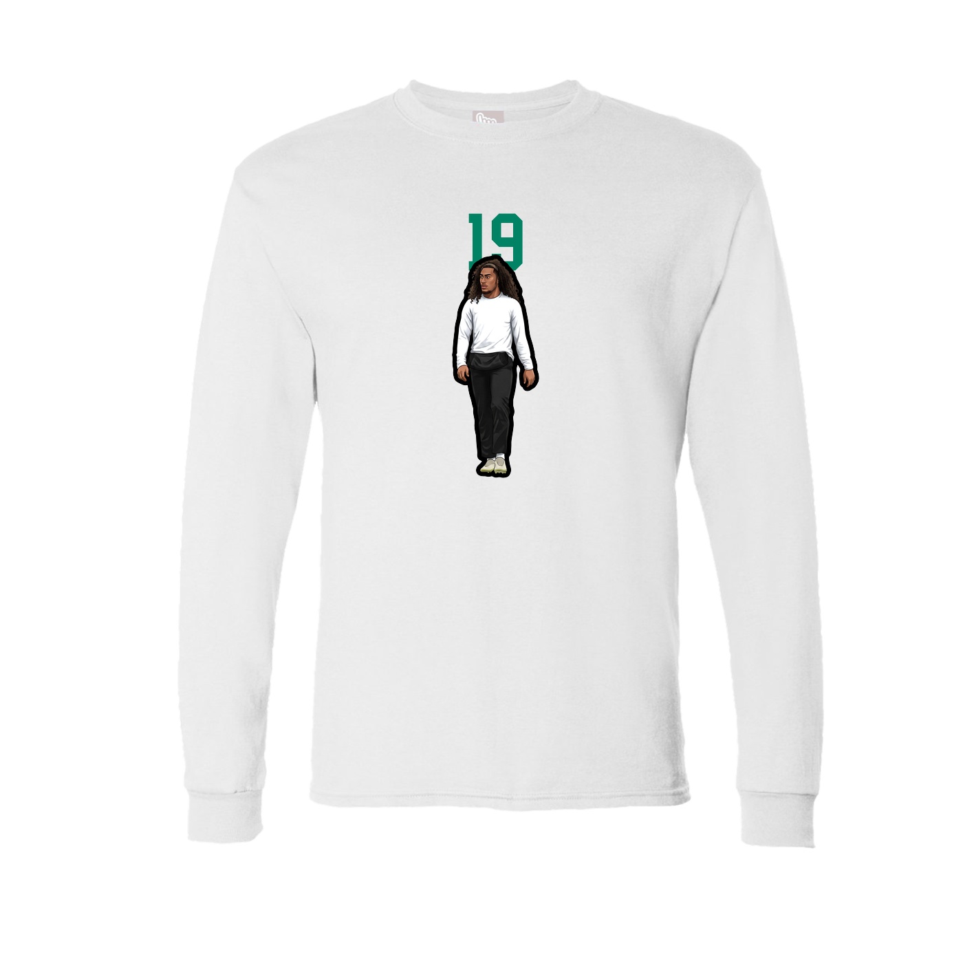 Long Sleeve Tee — Number Top in White