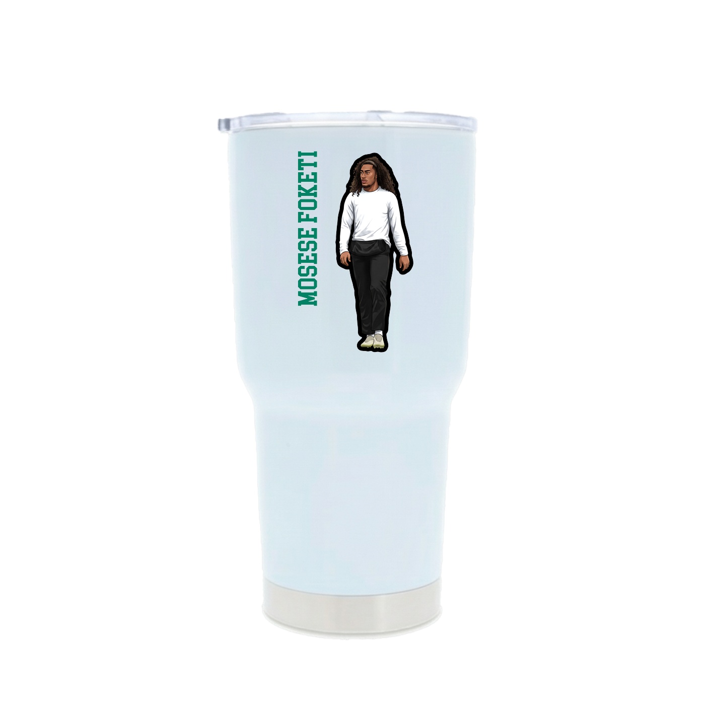 30oz Stainless Steel Tumbler — Name Vertical in White
