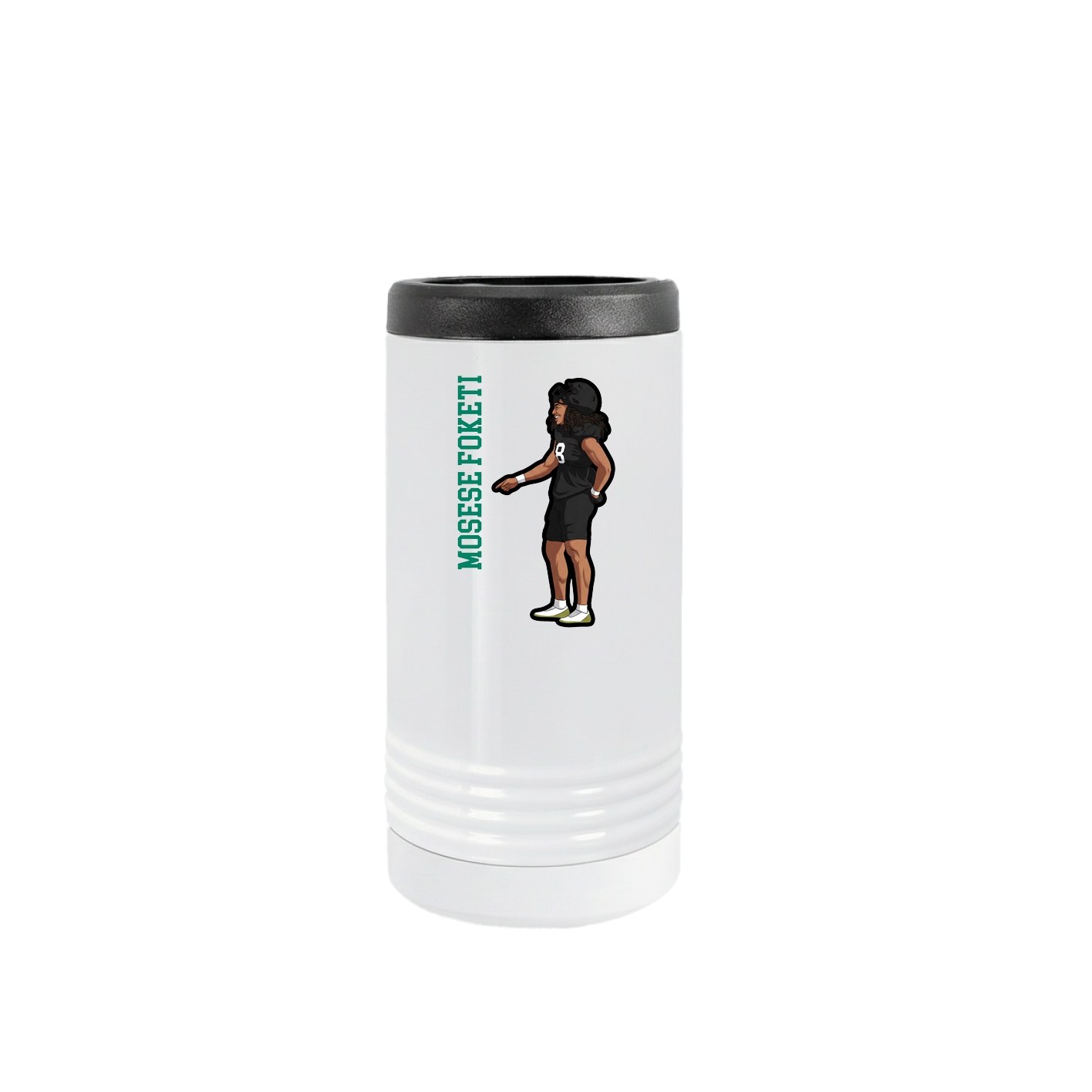 Slim Beverage Holder — Name Vertical in White