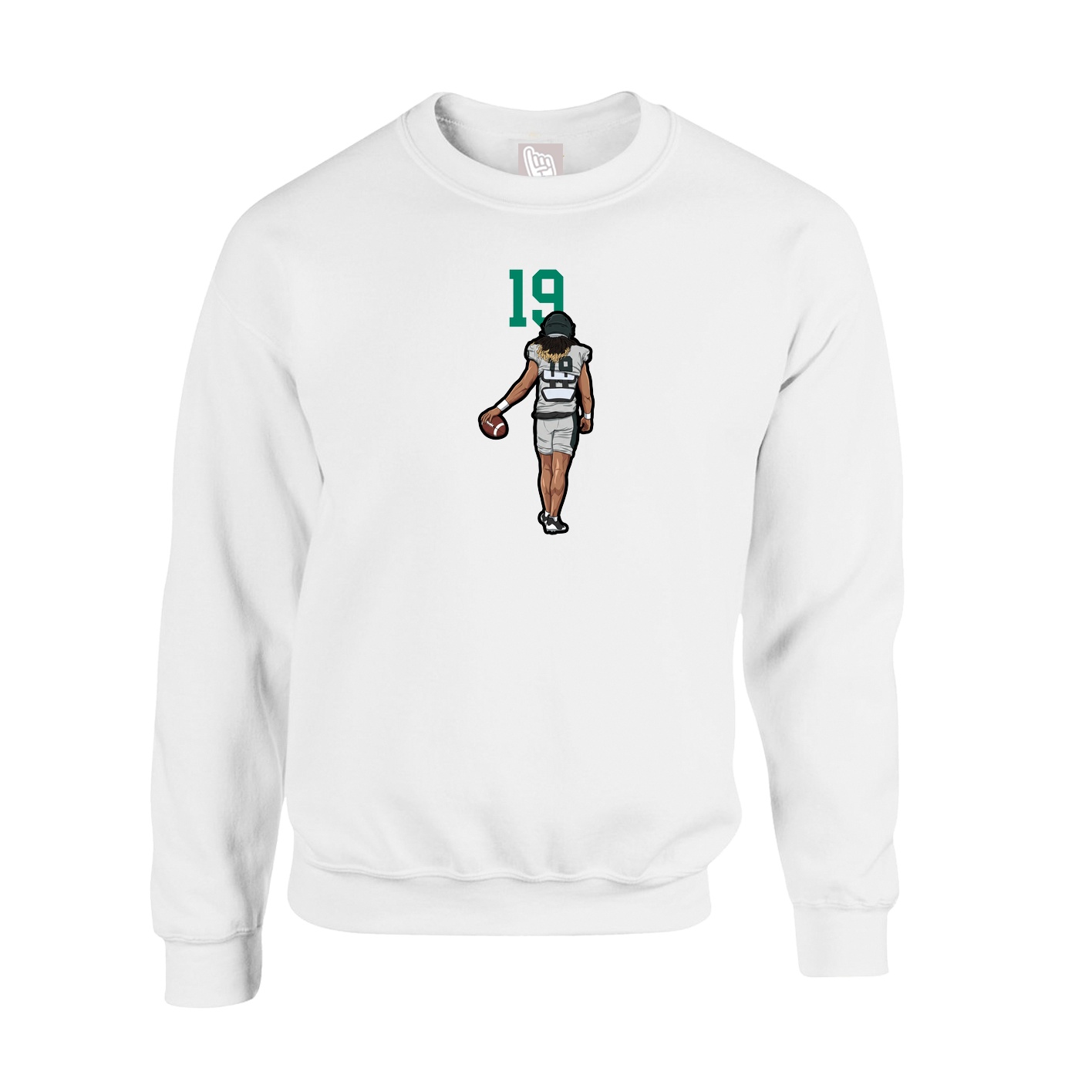 Fleece Crew — Number Top in White