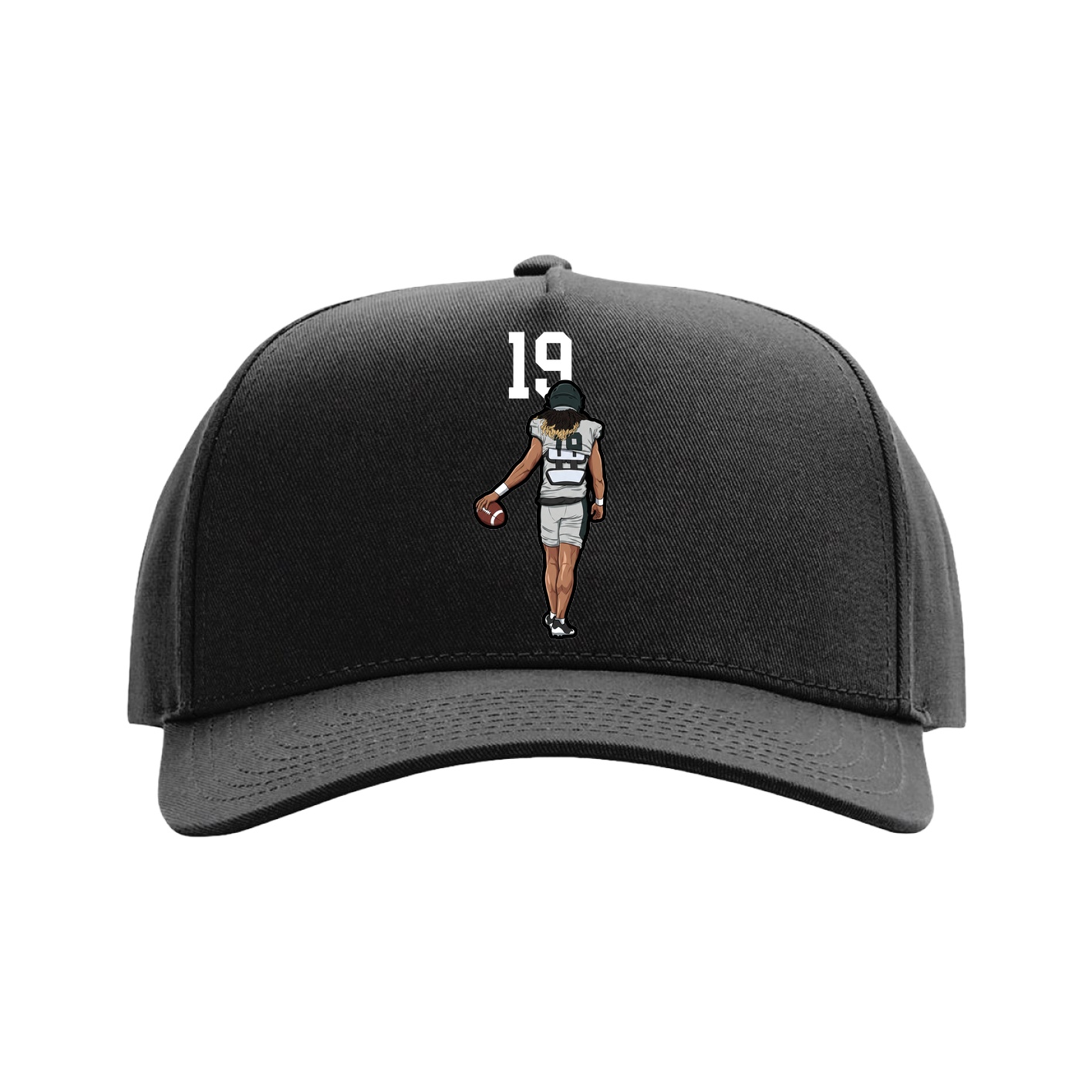 Full Fabric Five-Panel Champ Cap — Number Top in Black