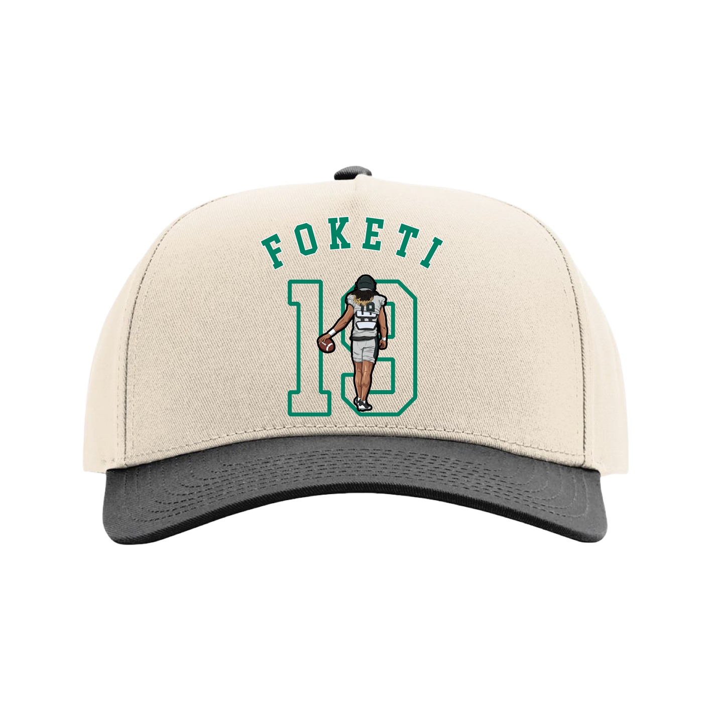 Full Fabric Five-Panel Champ Cap — Shirsey Arch in Cream/Black