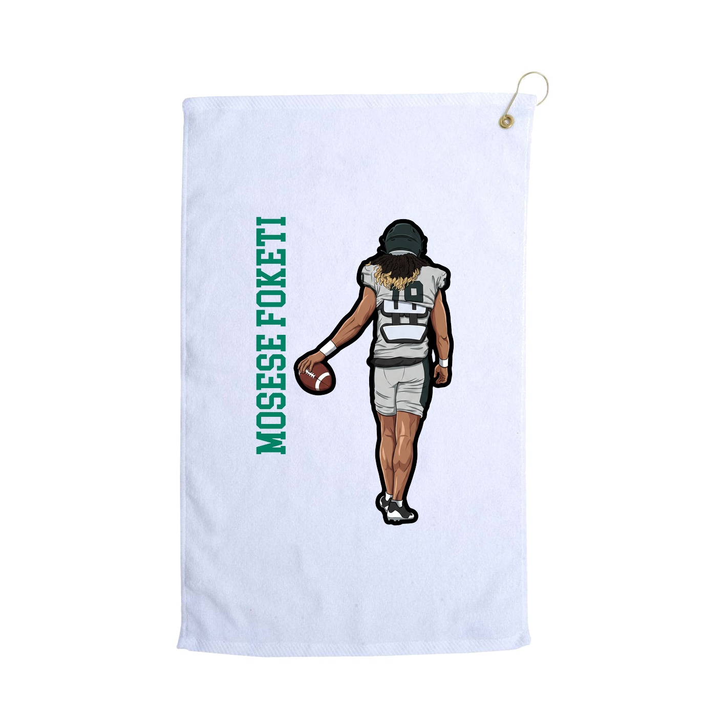 Golf Towel — Name Vertical in White