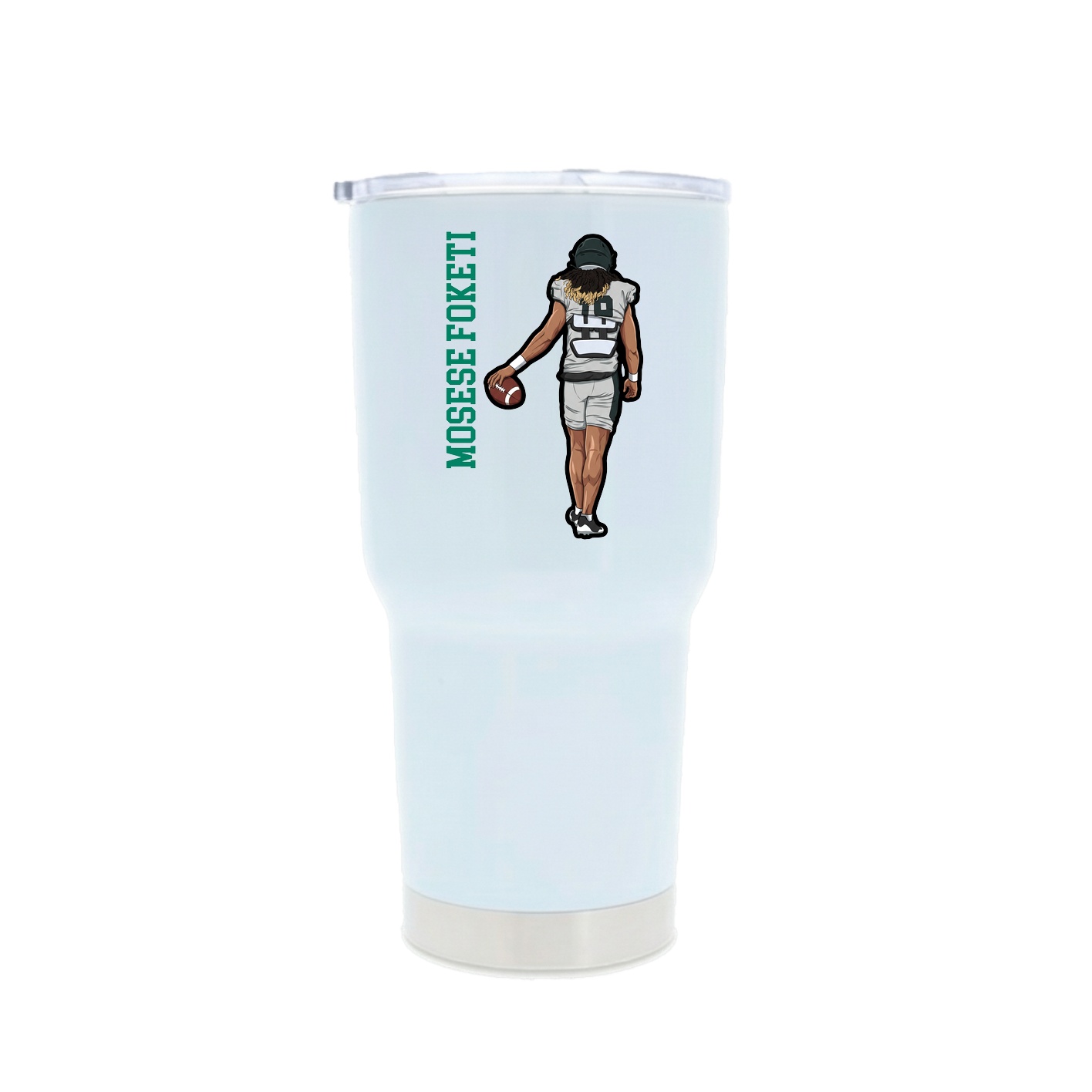 30oz Stainless Steel Tumbler — Name Vertical in White