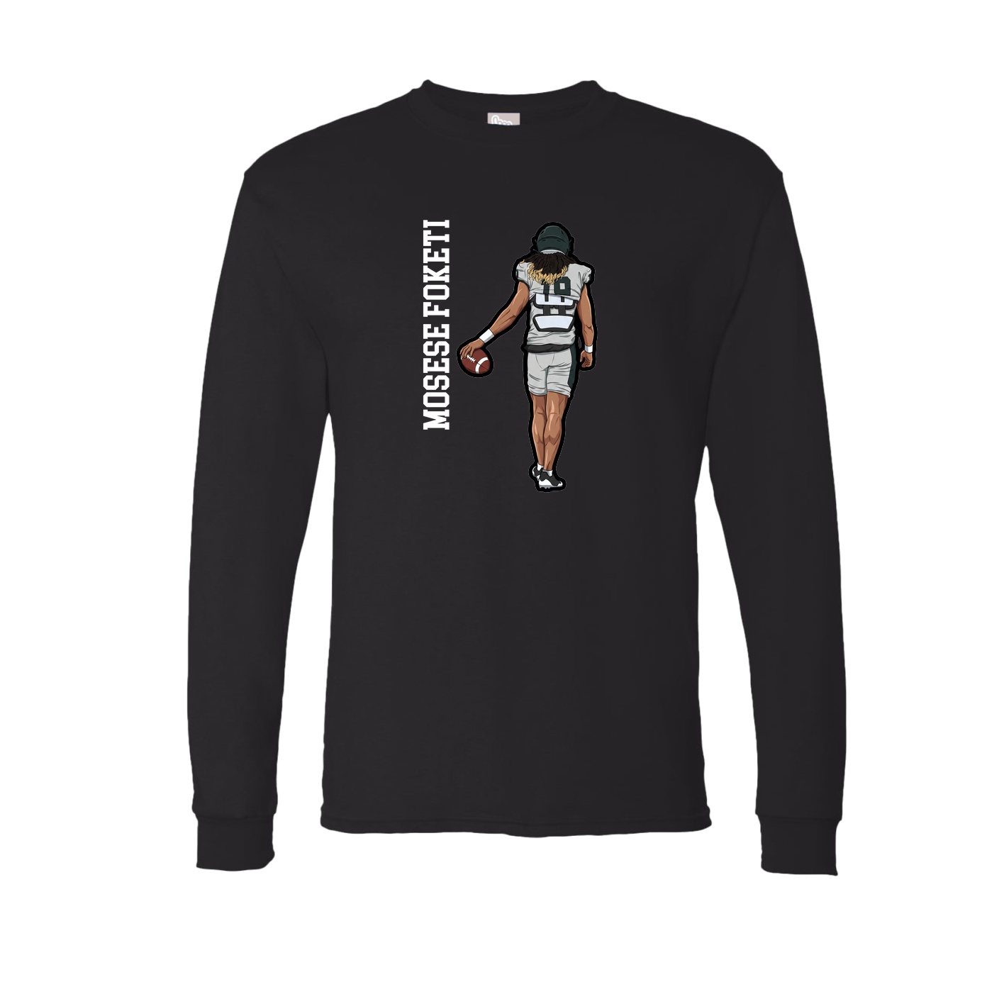 Long Sleeve Tee — Name Vertical in Black