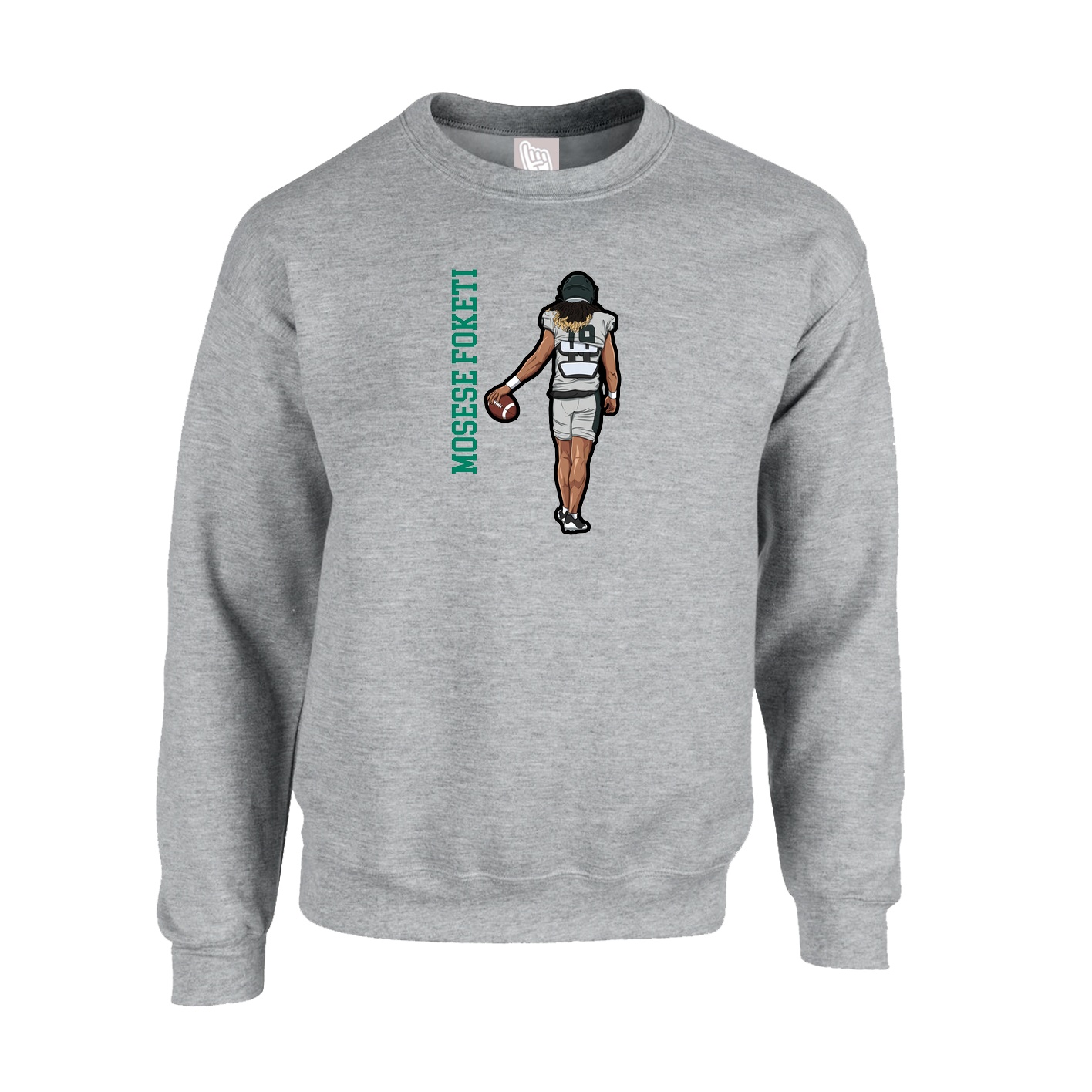 Fleece Crew — Name Vertical in Grey