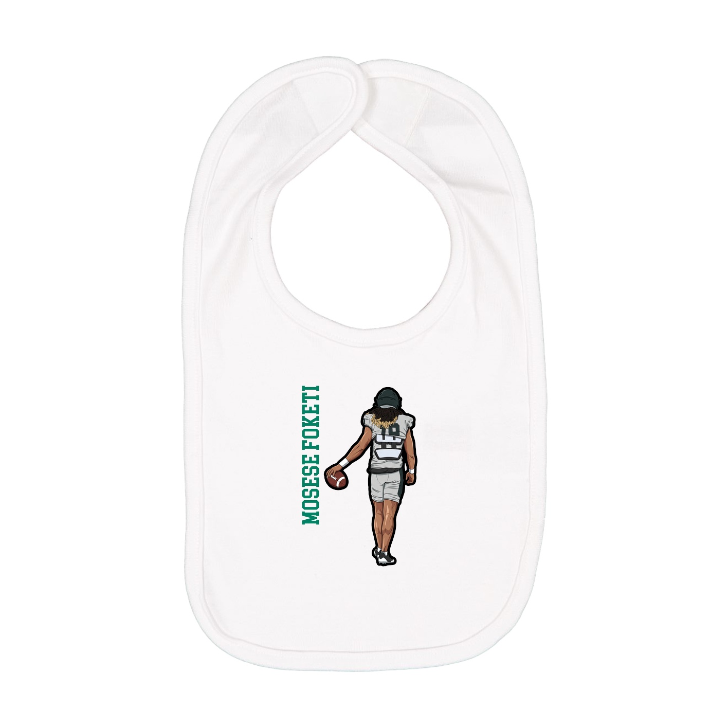 Infant Bib — Name Vertical in White