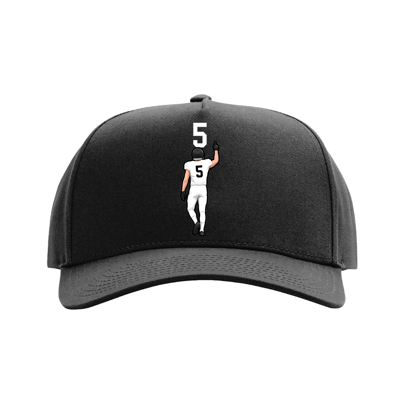 Full Fabric Five-Panel Champ Cap — Number Top in Black