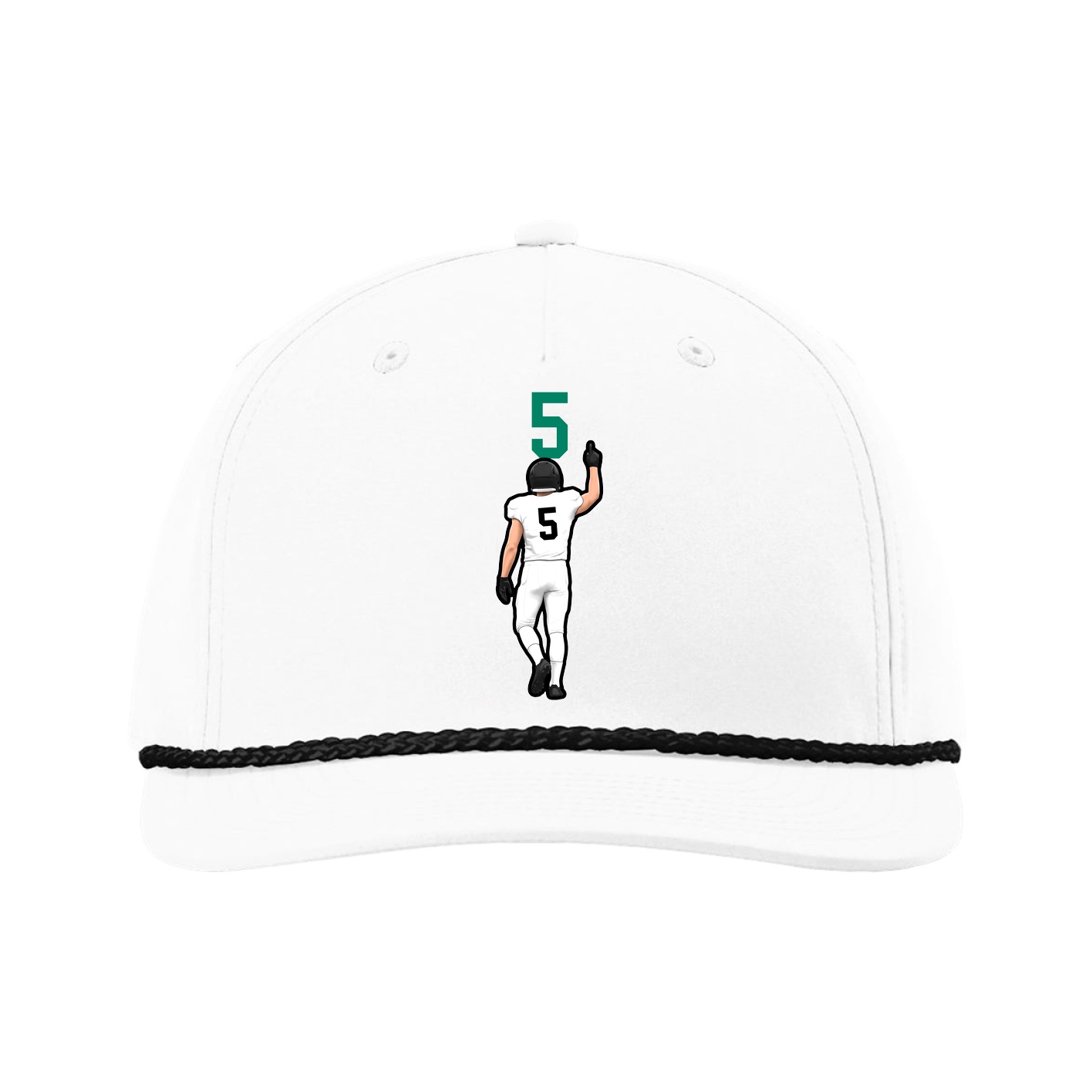 Five-Panel Classic Rope Cap — Number Top in White