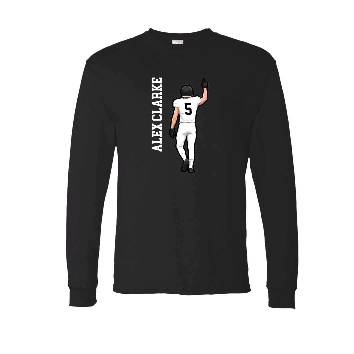 Long Sleeve Tee — Name Vertical in Black