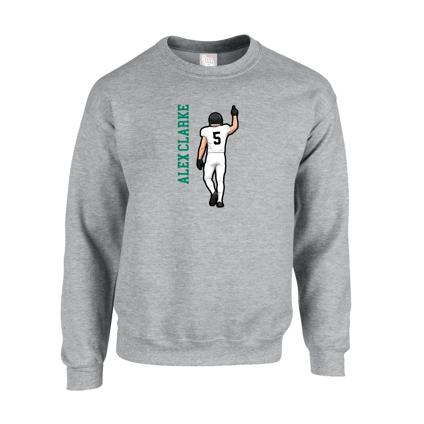 Fleece Crew — Name Vertical in Grey