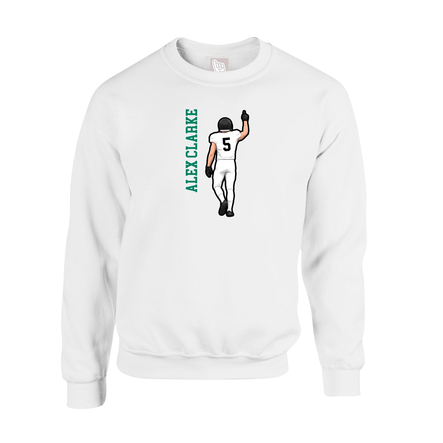 Fleece Crew — Name Vertical in White